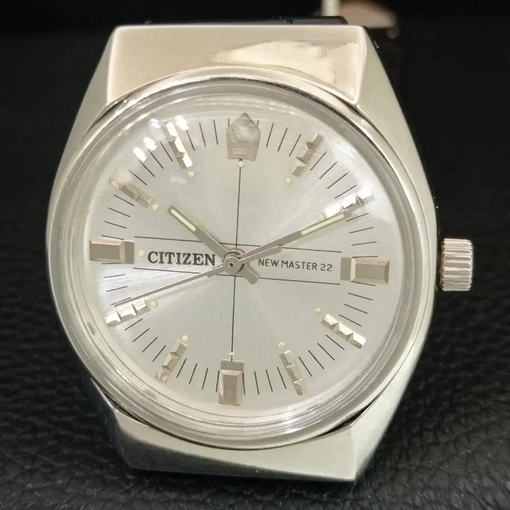 Vintage 1984 Citizen Manual Wound Mens Silver Watch & Silver Accents